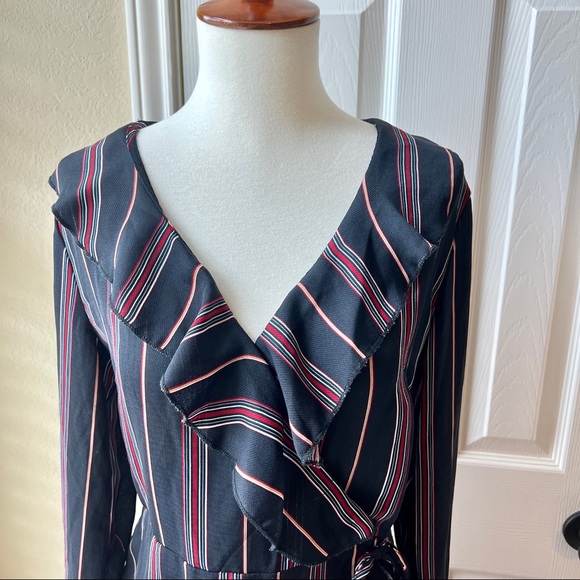 ASOS Parisian Petite Striped Wrap Dress - Picture 6 of 9